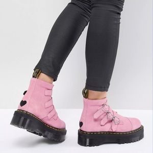 Lazy Oaf X Dr Martens Pink Suede Boots